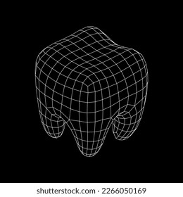 Tooth protection of enamel. Teeth protection, tooth care dental medical concept. Wireframe low poly mesh vector illustration