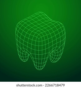 Tooth protection of enamel. Teeth protection, tooth care dental medical concept. Wireframe low poly mesh vector illustration