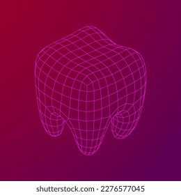 Tooth protection of enamel. Teeth protection, tooth care dental medical concept. Wireframe low poly mesh vector illustration