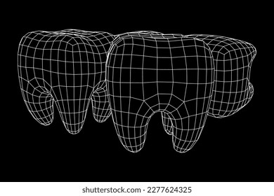 Tooth protection of enamel. Teeth protection, tooth care dental medical concept. Wireframe low poly mesh vector illustration