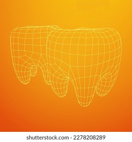 Tooth protection of enamel. Teeth protection, tooth care dental medical concept. Wireframe low poly mesh vector illustration