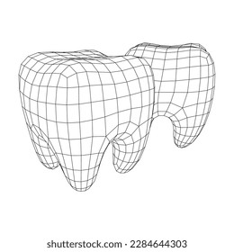 Tooth protection of enamel. Teeth protection, tooth care dental medical concept. Wireframe low poly mesh vector illustration