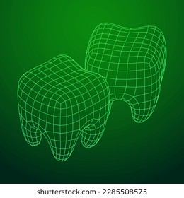 Tooth protection of enamel. Teeth protection, tooth care dental medical concept. Wireframe low poly mesh vector illustration