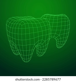 Tooth protection of enamel. Teeth protection, tooth care dental medical concept. Wireframe low poly mesh vector illustration