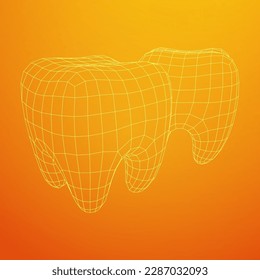 Tooth protection of enamel. Teeth protection, tooth care dental medical concept. Wireframe low poly mesh vector illustration