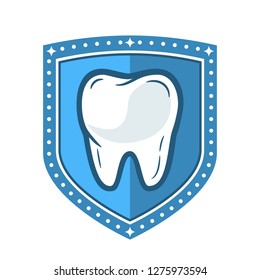 Tooth protection icon. Dental care logo. Shield icon.
