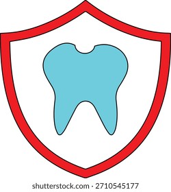Icono de protección dental con un escudo y un símbolo dental, perfecto para clínicas, marca de cuidado bucal, productos de higiene, presentaciones médicas y gráficos de salud. Ilustración vectorial totalmente escalable para un uso sencillo