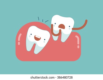 Tooth is pushing ,Dental concept