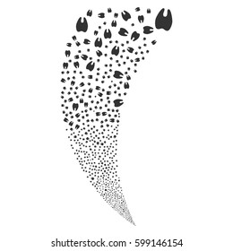 Tooth random fireworks stream. Vector illustration style is flat gray iconic symbols on a white background. Object fountain done from scattered pictograms.