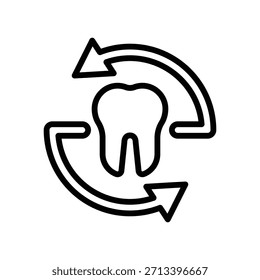Tooth recheck icon, Line Vector graphics