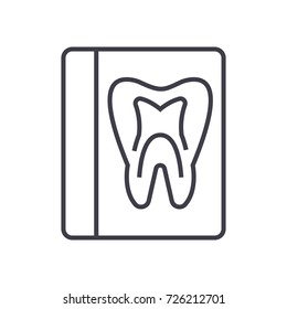 tooth record,medical dentist report vector line icon, sign, illustration on background, editable strokes