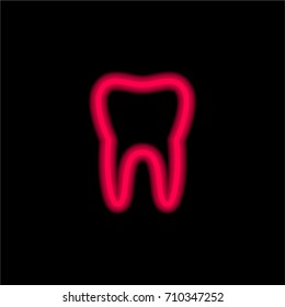 Tooth red glowing neon ui ux icon. Glowing sign logo vector