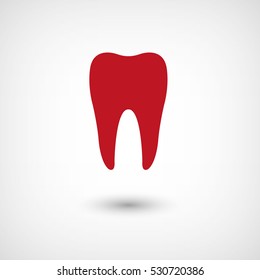 Tooth - red vector  icon with shadow
