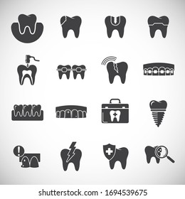 Tooth related icons set on background for graphic and web design. Creative illustration concept symbol for web or mobile app.
