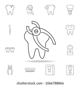 tooth removal icon. Detailed set of dental outline line icons. Premium quality graphic design icon. One of the collection icons for websites, web design, mobile app on white background