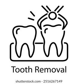 Tooth removal icon in linear style 