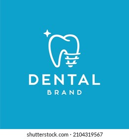 Tooth repair logo, dental care implant tooth logo vector Illustration abstract minimal design