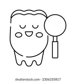 tooth research line icon vector. tooth research sign. isolated contour symbol black illustration