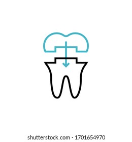 tooth restoration icon vector illustration two color line style design. isolated on white background