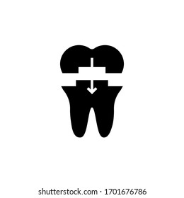 tooth restoration icon vector illustration glyph style design. isolated on white background