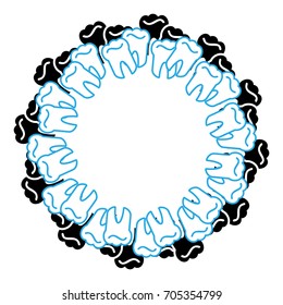 Tooth in ring on white background. Vector illustration.