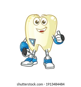 tooth robot character. cartoon mascot vector