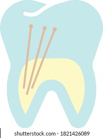Tooth Root canal treatment Vector Icon Design Colorful Concept, Dental Care Symbol on White background