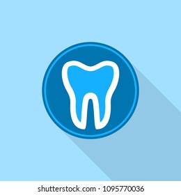 Tooth in round circle logo icon. Flat illustration of tooth in round circle vector logo icon for web design