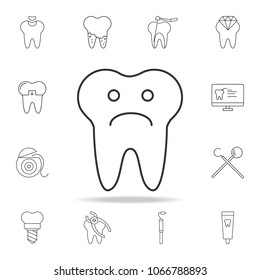 Tooth sad face sign icon. Detailed set of dental outline line icons. Premium quality graphic design icon. One of the collection icons for websites, web design, mobile app on white background