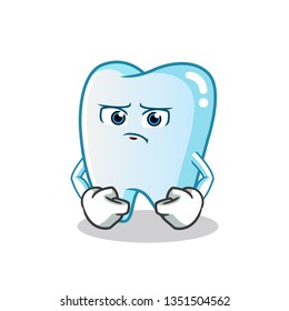 tooth sad mascot vector cartoon illustration