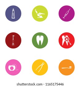 Tooth save icons set. Flat set of 9 tooth save vector icons for web isolated on white background