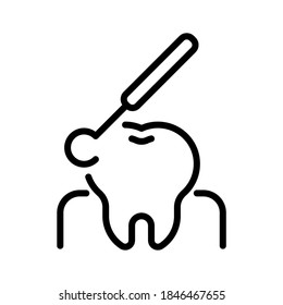 Tooth scaling icon. Line vector. Isolate on white background.