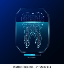 Pantalla del radar de barrido dental. Tecnología médica para el cuidado de la salud. Sistema de interfaz digital de análisis de resonancia magnética de órganos humanos. Concepto de ciencia. Vector EPS10.