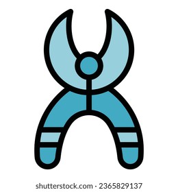 Tooth scissors icon outline vector. Gem diamond. Stone glass color flat