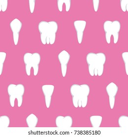 Tooth seamless pattern. Four different types of teeth. Vector illustration