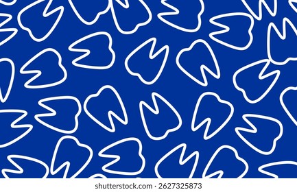 Tooth seamless pattern for web design. Dental pattern with white outline teeth