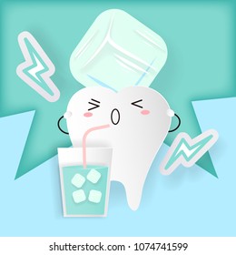 tooth with sensitive problem on the blue background