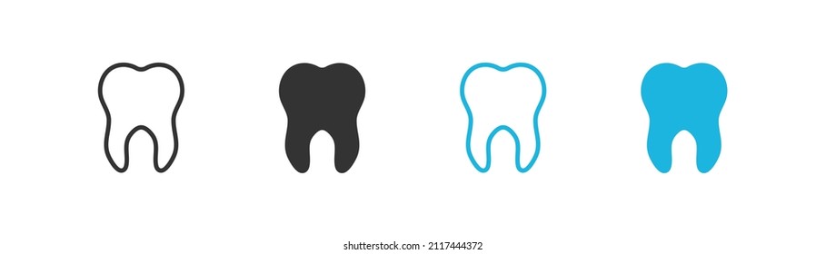 Icono de conjunto de dientes negro y azul aislado. Diseño vectorial de puntos, ilustración en estilo plano