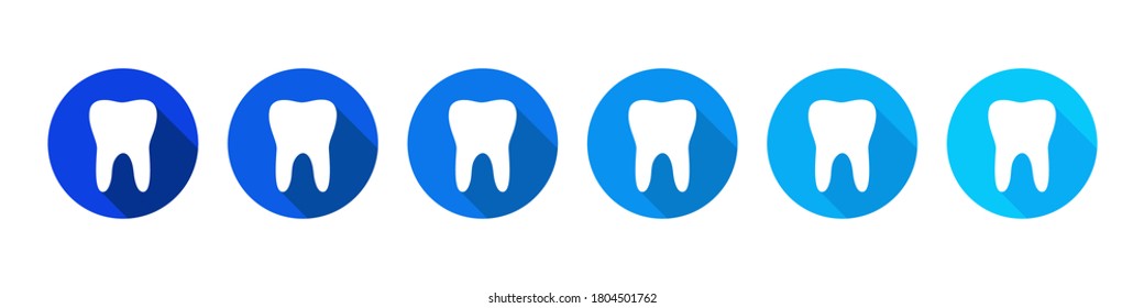 Tooth. Set of dentist icons. Flat style. Dental care. Vector illustration