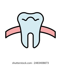 Icono de diente ajustado. Salud dental, anatomía dental, cuidado bucal, odontología, higiene dental, esmalte, encía, molar, incisivo, canino, tratamiento dental.