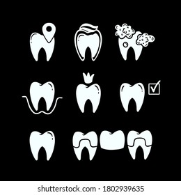  Tooth set icon dental treatment isolated collection. Vector illustration