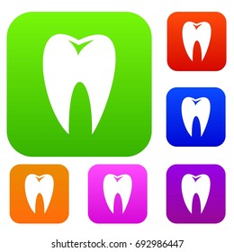 Tooth set icon in different colors isolated vector illustration. Premium collection