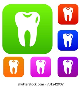 Tooth set icon in different colors isolated vector illustration. Premium collection