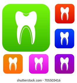 Tooth set icon in different colors isolated vector illustration. Premium collection