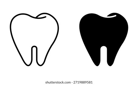 Tooth set icon, line design Symbol isolated white background. vector illustration. color editable.	