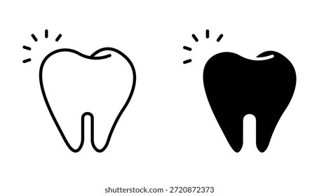 Ícone do conjunto de dentes, desenho da linha Símbolo fundo branco isolado. ilustração vetorial. cor editável.	
