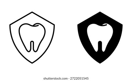 Icono del conjunto del diente, diseño de línea Símbolo aislado fondo blanco. Ilustración vectorial. color editable.	