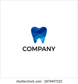 tooth shape blue color vector business logo design template
