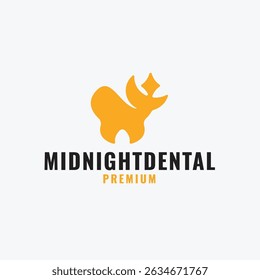 Forma de dente com Lua Crescente e Estrelas Logo Conceito Modelo Design
