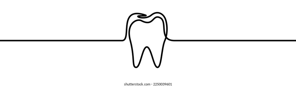 Tooth shape drawing by continuos line, thin line design vector illustration